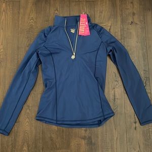 Lilly Pulitzer Justine Half Zip-Up in Oyster Bay Navy.